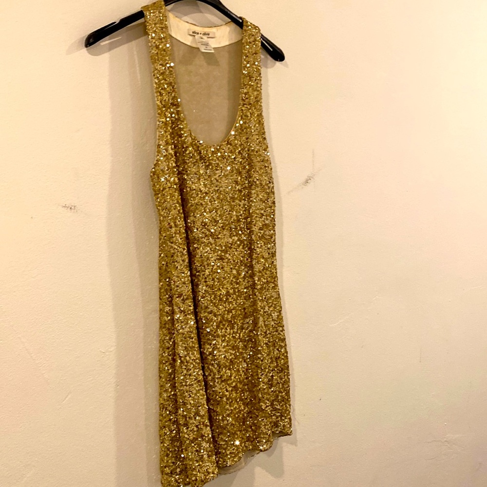 Alice + Olivia Gold Sequin Mini Dress